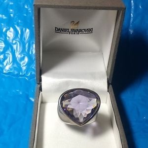 Swarovski Sterling Lavender crystal  Ring Heart/Rain Drop